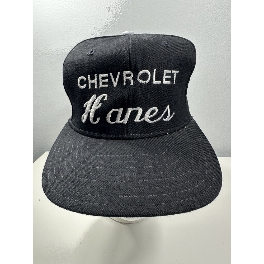 Vintage 90s Chevrolet Hanes New Era Pro Snapback Hat Made in USA Black M/L